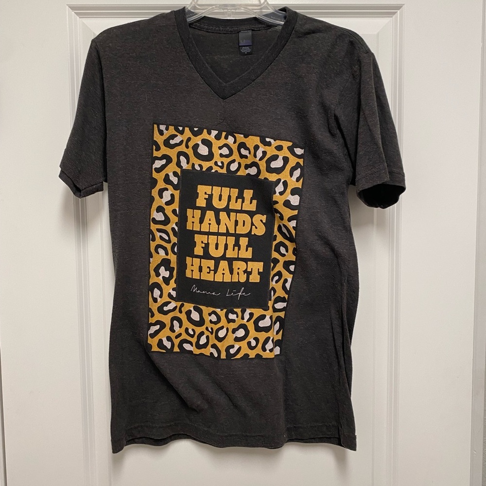 Full hand full heart mama life tee with cheetah print